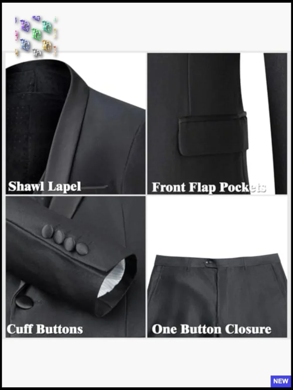 Slim Fit Three Piece Suit Shawl Lapel Blazer Vest Pants Set Classic Elegant